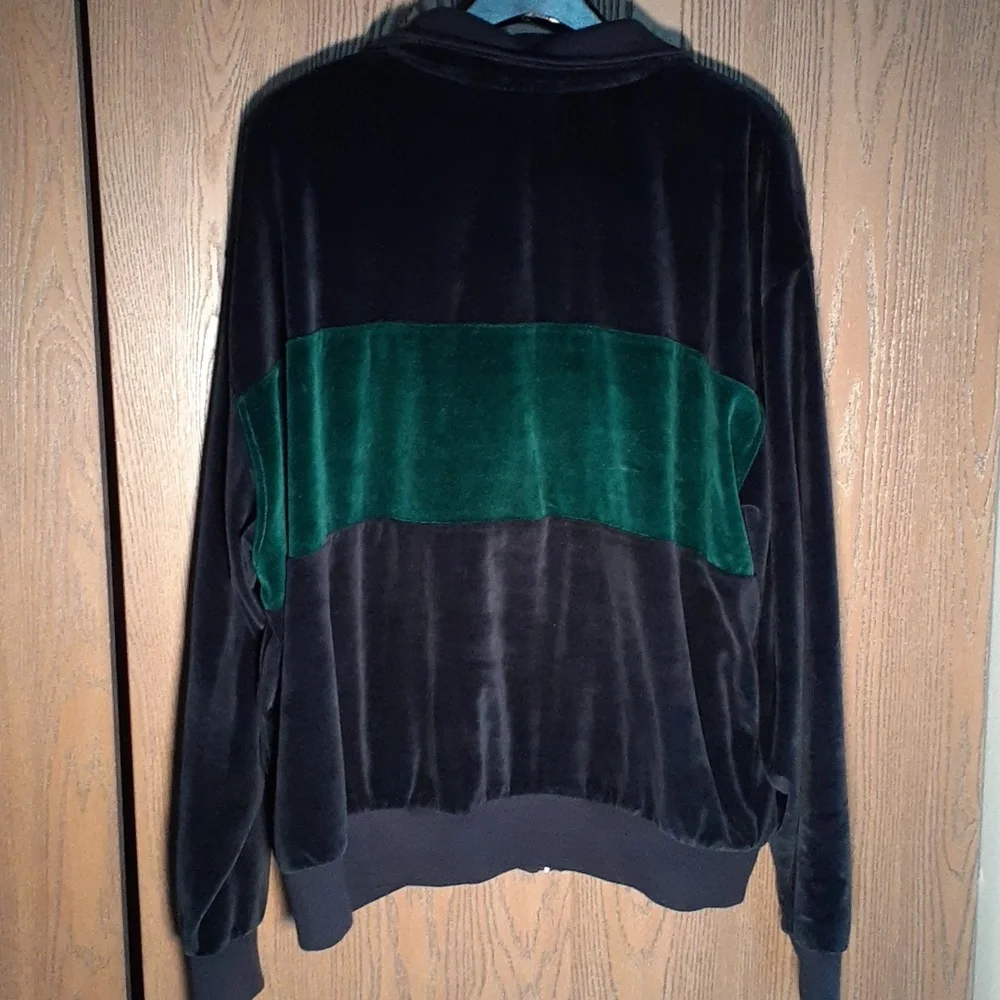 Honors pristine vintage crushed velvet track jacket navy blue emerald green XXL - Picture 6 of 8